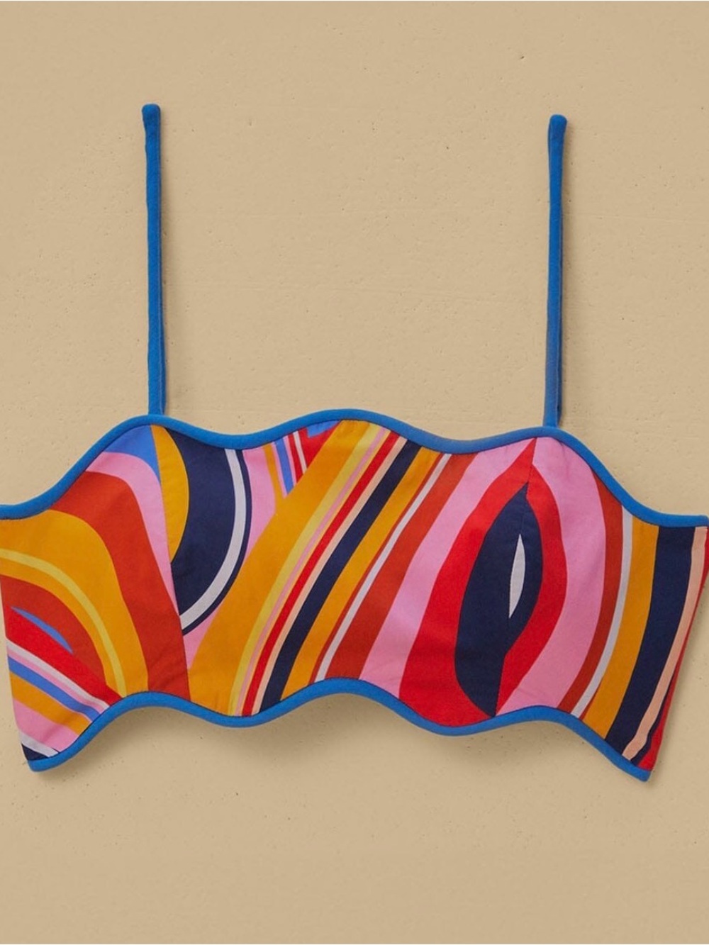 Farm Rio Multicolor Waves Scalloped Crop Top - Picture 2 of 8